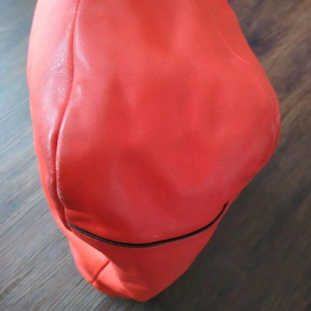 Coach Calfskin Leather Y2K Orange Tote Satchel 90s